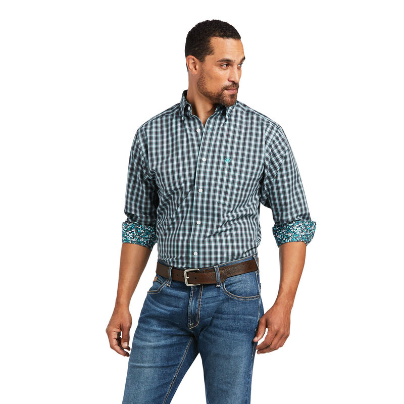 Ariat Hemden Herren - Wrinkle Free Houston Fitted Grün/Schwarz ( ANLVT-2614 )